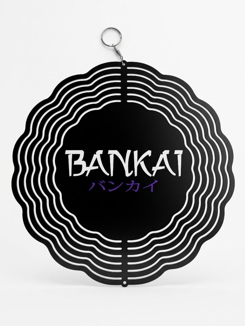 10" Bankai Anime Logo Kinetic Wind Spinner - Japanese Metal Hanging Yard Decor